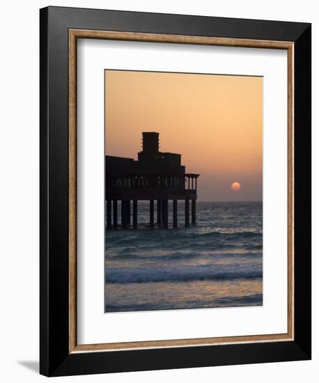 Pier at Madinat Jumeirah Hotel at Sunset, Dubai, United Arab Emirates, Middle East-Amanda Hall-Framed Photographic Print