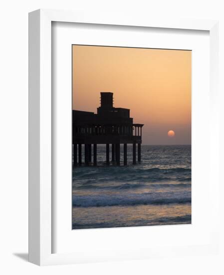 Pier at Madinat Jumeirah Hotel at Sunset, Dubai, United Arab Emirates, Middle East-Amanda Hall-Framed Photographic Print