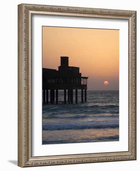 Pier at Madinat Jumeirah Hotel at Sunset, Dubai, United Arab Emirates, Middle East-Amanda Hall-Framed Photographic Print