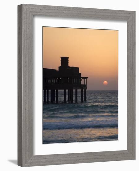 Pier at Madinat Jumeirah Hotel at Sunset, Dubai, United Arab Emirates, Middle East-Amanda Hall-Framed Photographic Print