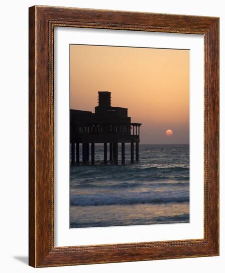 Pier at Madinat Jumeirah Hotel at Sunset, Dubai, United Arab Emirates, Middle East-Amanda Hall-Framed Photographic Print