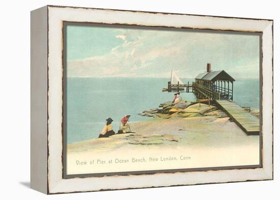 Pier at Ocean Beach, New London, Connecticut-null-Framed Stretched Canvas