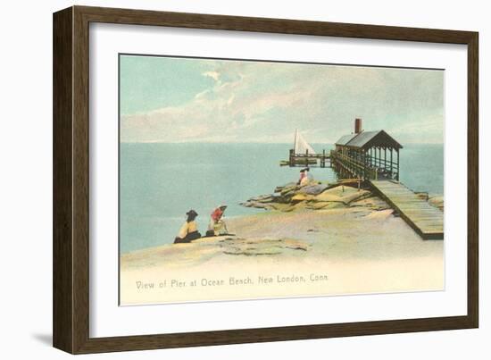 Pier at Ocean Beach, New London, Connecticut-null-Framed Art Print