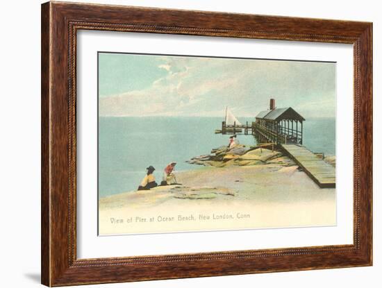 Pier at Ocean Beach, New London, Connecticut-null-Framed Art Print