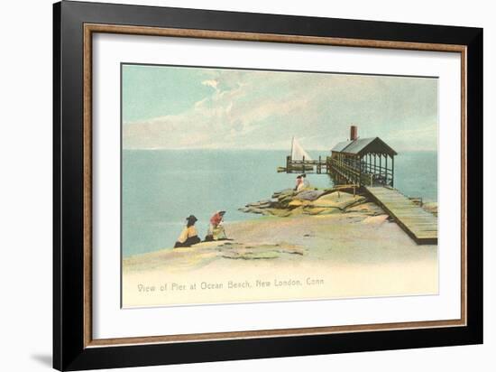 Pier at Ocean Beach, New London, Connecticut-null-Framed Art Print