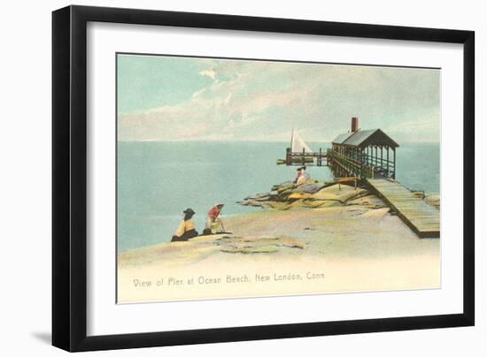 Pier at Ocean Beach, New London, Connecticut-null-Framed Art Print