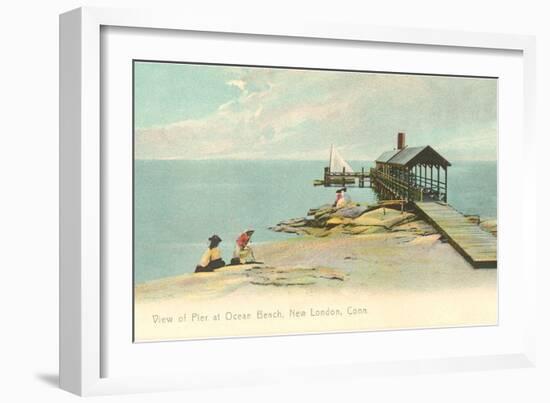 Pier at Ocean Beach, New London, Connecticut-null-Framed Art Print