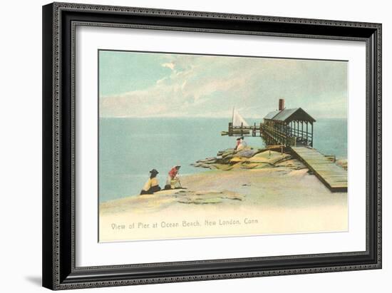 Pier at Ocean Beach, New London, Connecticut-null-Framed Art Print