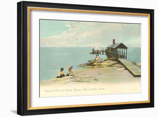 Pier at Ocean Beach, New London, Connecticut-null-Framed Art Print