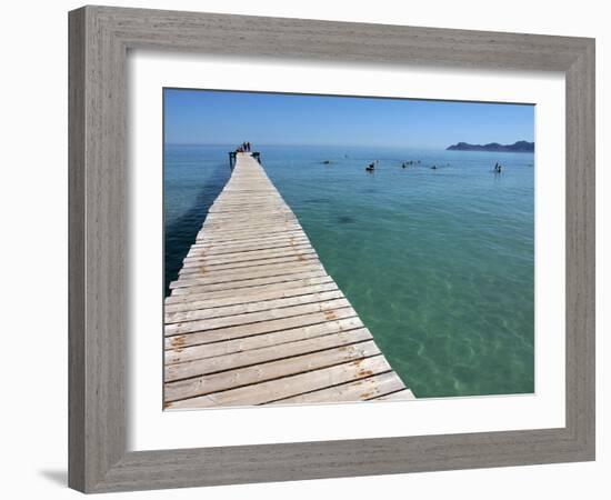 Pier at Platja D'Alcudia, Mallorca, Balearic Islands, Spain, Mediterranean, Europe-Hans Peter Merten-Framed Photographic Print