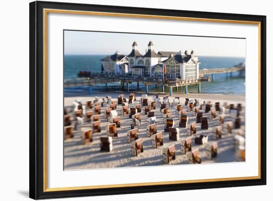 Pier at Sellin and Beach Baskets, Rygen Island, Baltic Coast, Germany-Peter Adams-Framed Photographic Print