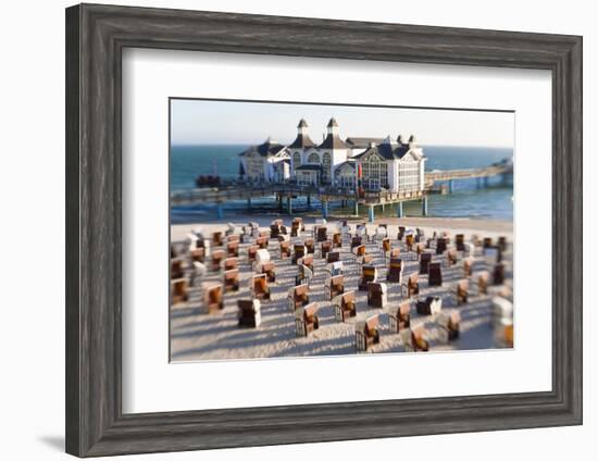 Pier at Sellin and Beach Baskets, Rygen Island, Baltic Coast, Germany-Peter Adams-Framed Photographic Print