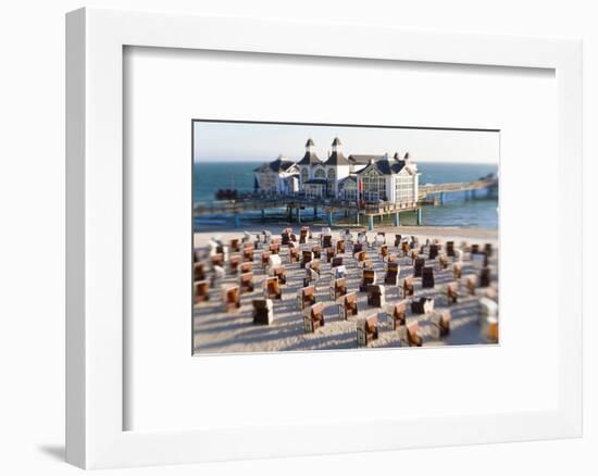 Pier at Sellin and Beach Baskets, Rygen Island, Baltic Coast, Germany-Peter Adams-Framed Photographic Print