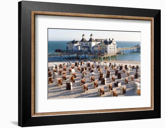 Pier at Sellin and Beach Baskets, Rygen Island, Baltic Coast, Germany-Peter Adams-Framed Photographic Print