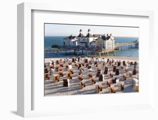 Pier at Sellin and Beach Baskets, Rygen Island, Baltic Coast, Germany-Peter Adams-Framed Photographic Print