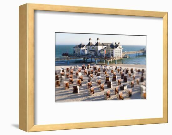 Pier at Sellin and Beach Baskets, Rygen Island, Baltic Coast, Germany-Peter Adams-Framed Photographic Print