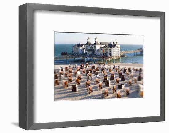 Pier at Sellin and Beach Baskets, Rygen Island, Baltic Coast, Germany-Peter Adams-Framed Photographic Print