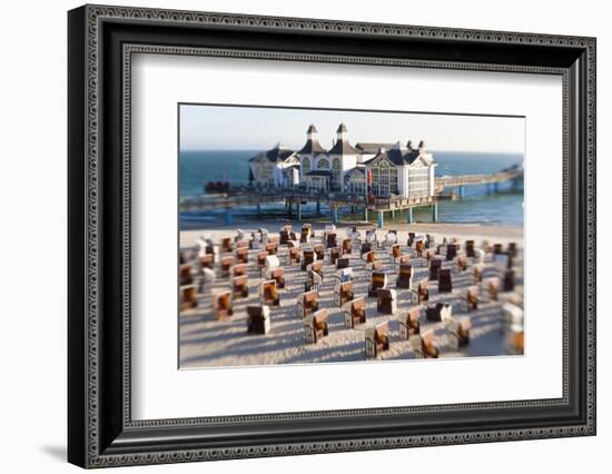 Pier at Sellin and Beach Baskets, Rygen Island, Baltic Coast, Germany-Peter Adams-Framed Photographic Print