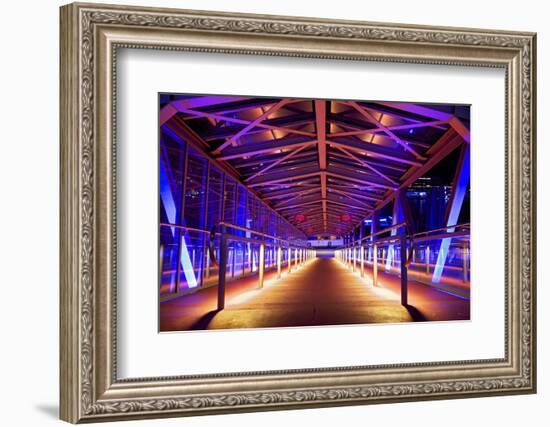 Pier at 'Stage Theater Im Hafen Hamburg' in the Evening Blueport Illumination-Uwe Steffens-Framed Photographic Print