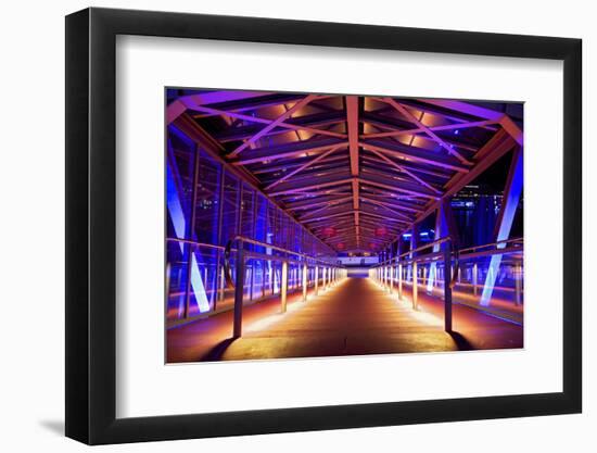 Pier at 'Stage Theater Im Hafen Hamburg' in the Evening Blueport Illumination-Uwe Steffens-Framed Photographic Print