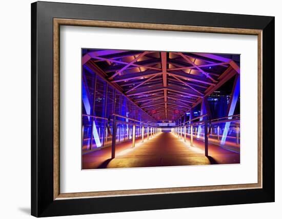 Pier at 'Stage Theater Im Hafen Hamburg' in the Evening Blueport Illumination-Uwe Steffens-Framed Photographic Print