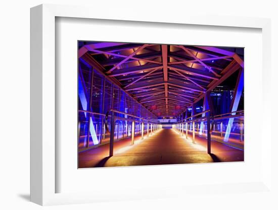 Pier at 'Stage Theater Im Hafen Hamburg' in the Evening Blueport Illumination-Uwe Steffens-Framed Photographic Print