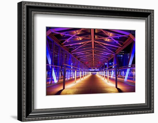 Pier at 'Stage Theater Im Hafen Hamburg' in the Evening Blueport Illumination-Uwe Steffens-Framed Photographic Print