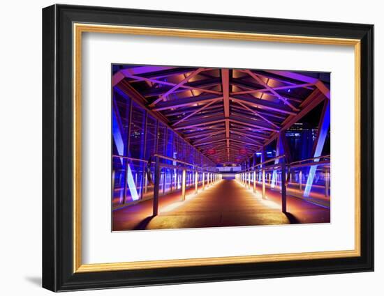 Pier at 'Stage Theater Im Hafen Hamburg' in the Evening Blueport Illumination-Uwe Steffens-Framed Photographic Print