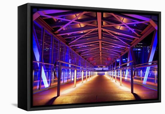 Pier at 'Stage Theater Im Hafen Hamburg' in the Evening Blueport Illumination-Uwe Steffens-Framed Premier Image Canvas