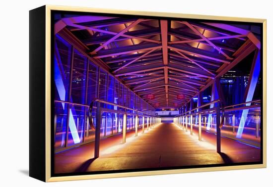 Pier at 'Stage Theater Im Hafen Hamburg' in the Evening Blueport Illumination-Uwe Steffens-Framed Premier Image Canvas