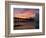 Pier at Sunrise with Reflections of Clouds on Beach, Tybee Island, Georgia, USA-Joanne Wells-Framed Photographic Print