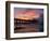 Pier at Sunrise with Reflections of Clouds on Beach, Tybee Island, Georgia, USA-Joanne Wells-Framed Photographic Print