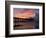 Pier at Sunrise with Reflections of Clouds on Beach, Tybee Island, Georgia, USA-Joanne Wells-Framed Photographic Print