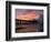 Pier at Sunrise with Reflections of Clouds on Beach, Tybee Island, Georgia, USA-Joanne Wells-Framed Photographic Print