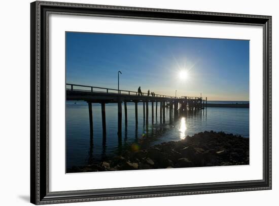 Pier at Sunset at Fraser Island, UNESCO World Heritage Site, Queensland, Australia, Pacific-Michael Runkel-Framed Photographic Print