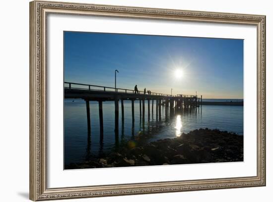 Pier at Sunset at Fraser Island, UNESCO World Heritage Site, Queensland, Australia, Pacific-Michael Runkel-Framed Photographic Print