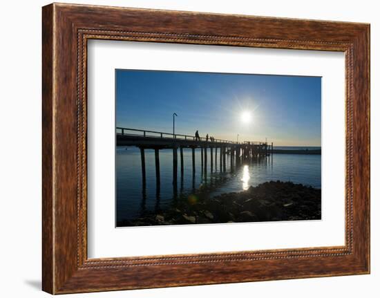 Pier at Sunset at Fraser Island, UNESCO World Heritage Site, Queensland, Australia, Pacific-Michael Runkel-Framed Photographic Print