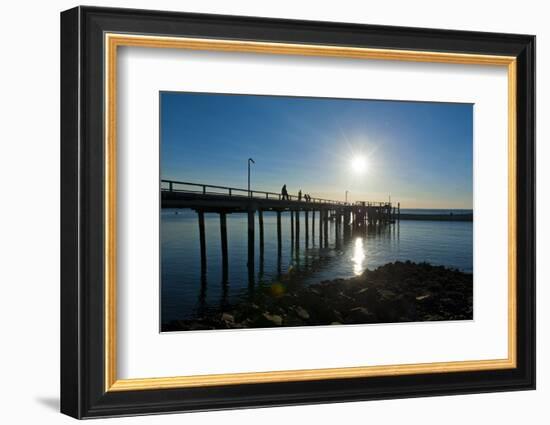 Pier at Sunset at Fraser Island, UNESCO World Heritage Site, Queensland, Australia, Pacific-Michael Runkel-Framed Photographic Print