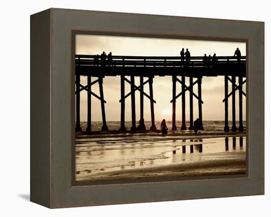 Pier at Sunset, Newport Beach, Orange County, California, United States of America, North America-Richard Cummins-Framed Premier Image Canvas