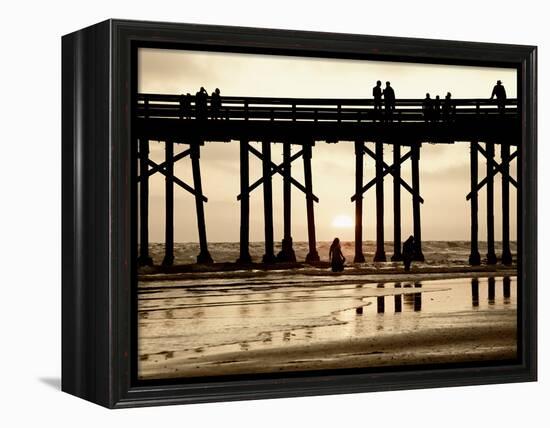 Pier at Sunset, Newport Beach, Orange County, California, United States of America, North America-Richard Cummins-Framed Premier Image Canvas