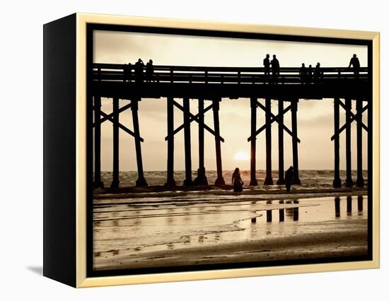 Pier at Sunset, Newport Beach, Orange County, California, United States of America, North America-Richard Cummins-Framed Premier Image Canvas