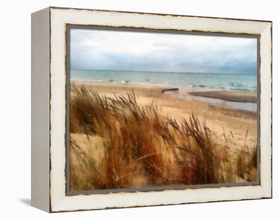 Pier Cove Beach With Autumn Grasses-Michelle Calkins-Framed Stretched Canvas