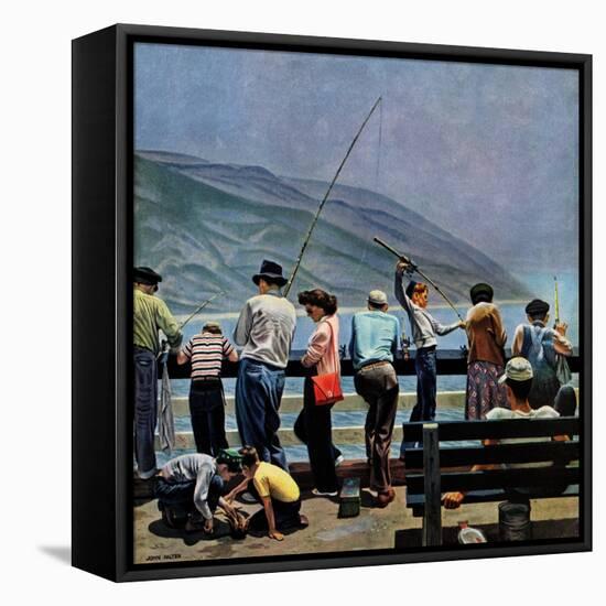 "Pier Fishing," August 13, 1949-John Falter-Framed Premier Image Canvas