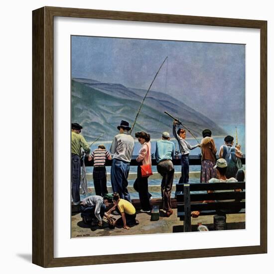 "Pier Fishing," August 13, 1949-John Falter-Framed Giclee Print