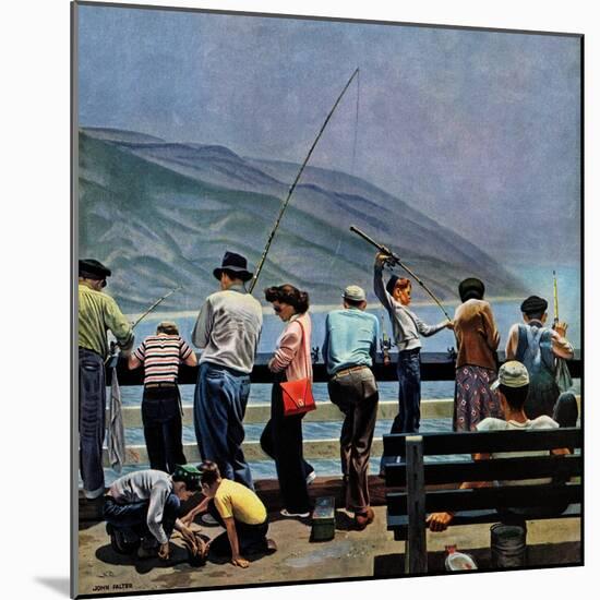 "Pier Fishing," August 13, 1949-John Falter-Mounted Giclee Print