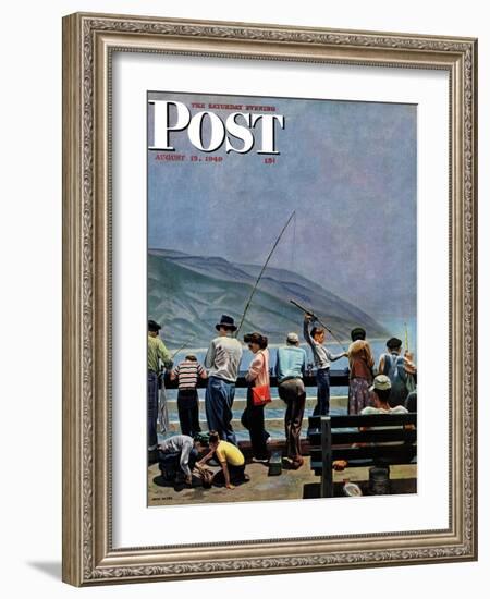 "Pier Fishing," Saturday Evening Post Cover, August 13, 1949-John Falter-Framed Giclee Print