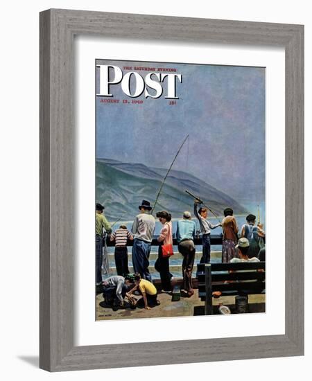 "Pier Fishing," Saturday Evening Post Cover, August 13, 1949-John Falter-Framed Giclee Print