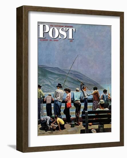 "Pier Fishing," Saturday Evening Post Cover, August 13, 1949-John Falter-Framed Giclee Print