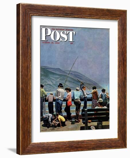 "Pier Fishing," Saturday Evening Post Cover, August 13, 1949-John Falter-Framed Giclee Print