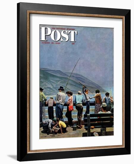 "Pier Fishing," Saturday Evening Post Cover, August 13, 1949-John Falter-Framed Giclee Print